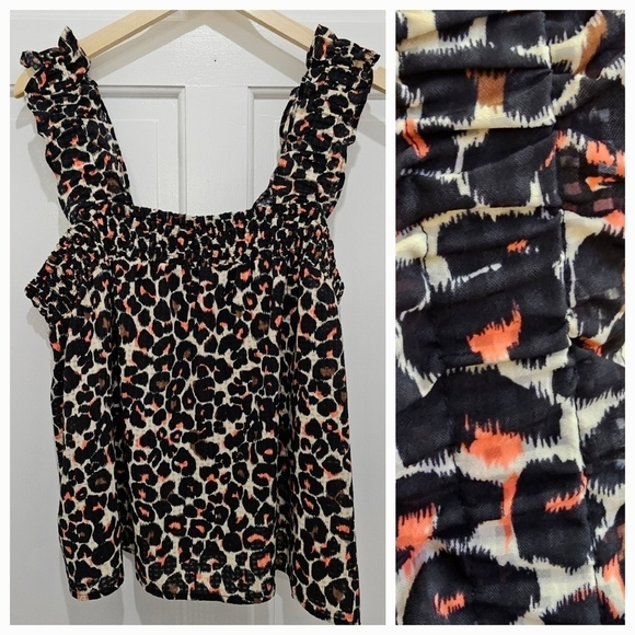 Who What Wear Tops - Who What Wear Leopard Print Ruffle Top Size XL